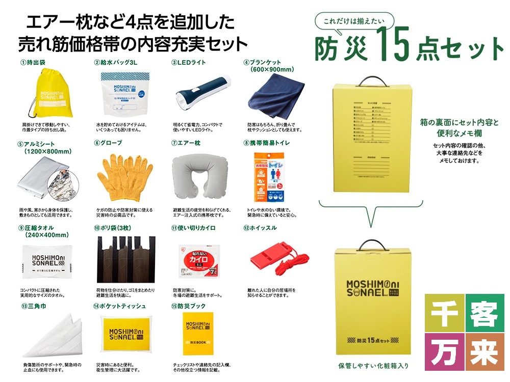 モシモニソナエル 防災15点 箱入セット