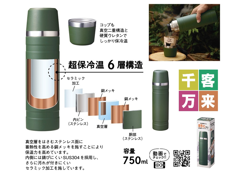 マウンテックス 超保冷温ボトル750ml