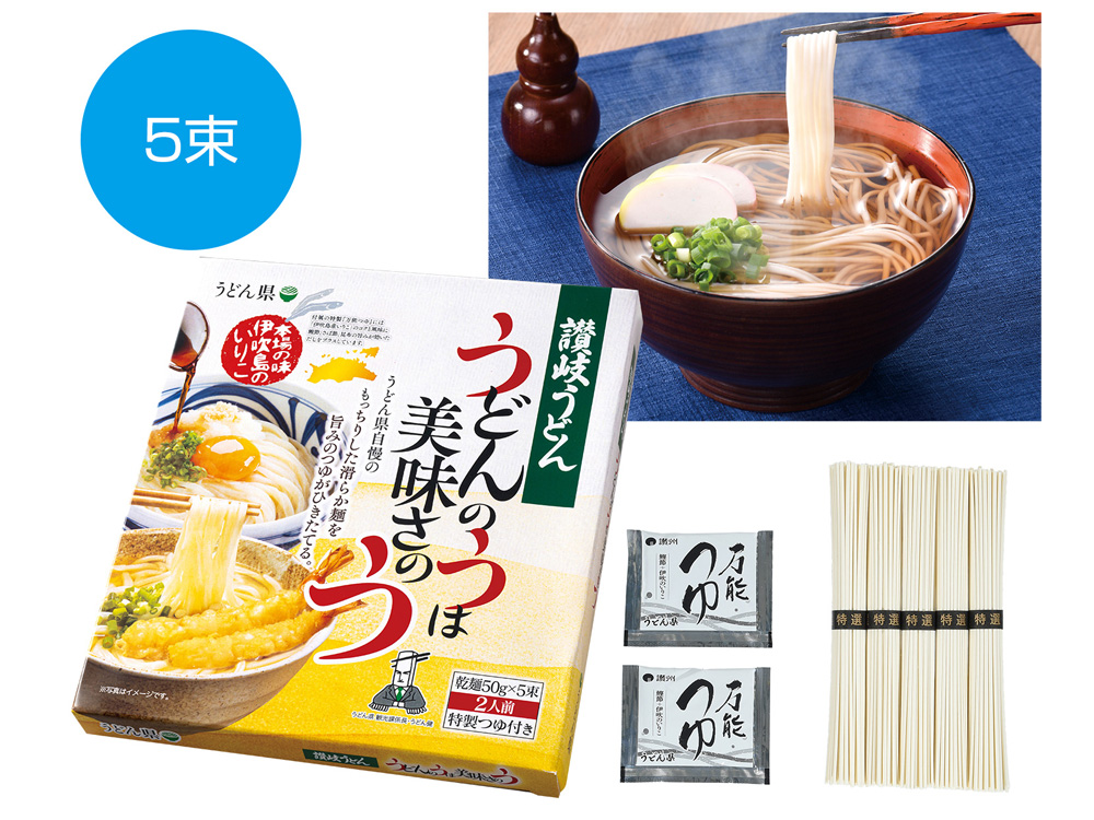 うどん県 讃岐うどん5束つゆ付