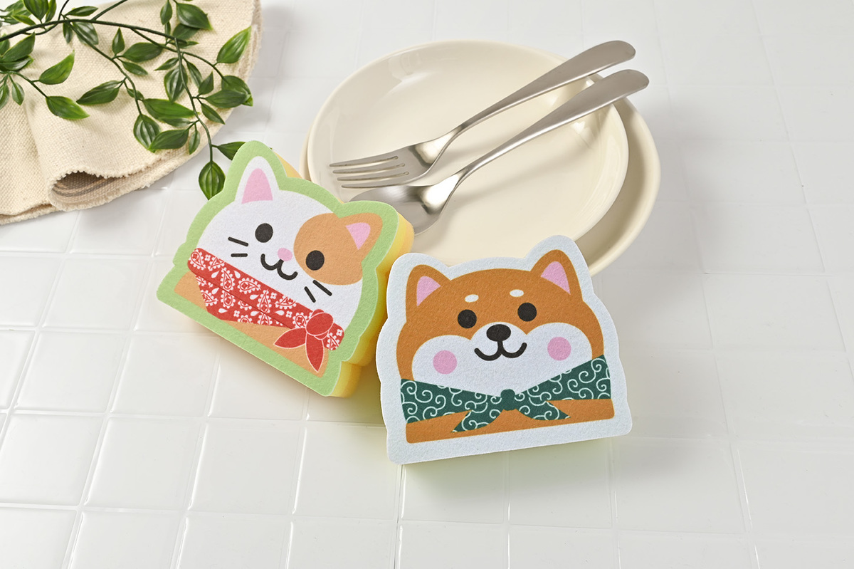 わんにゃんダイカットキッチンスポンジ（1コ入）