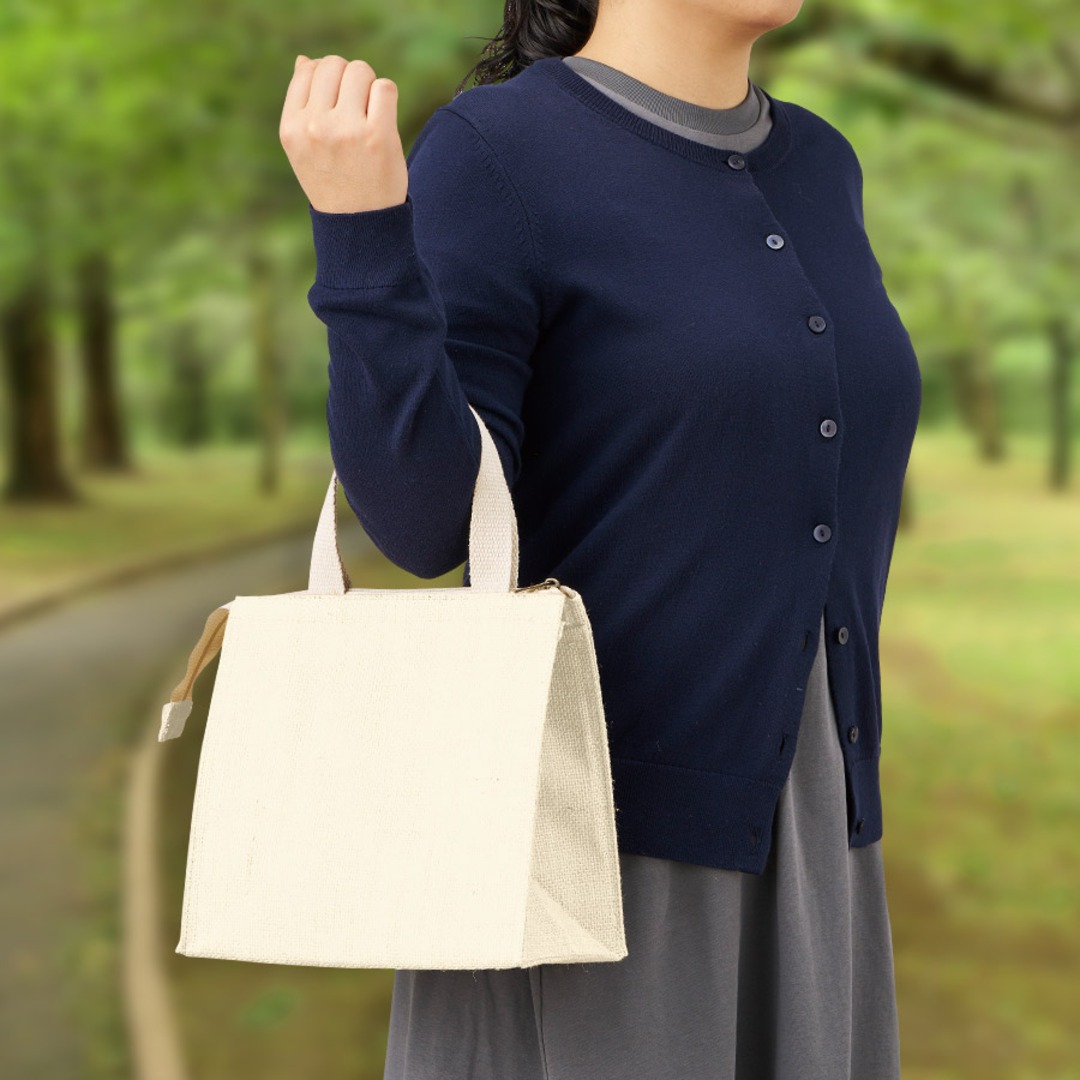 ジュート保冷スクエアトート(S) ナチュラルホワイト