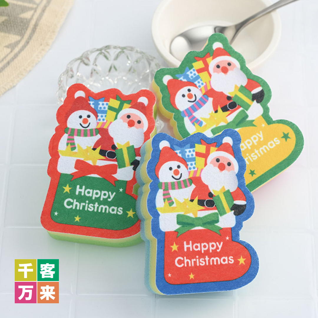 クリスマス・ダイカットキッチンスポンジ(1コ入)