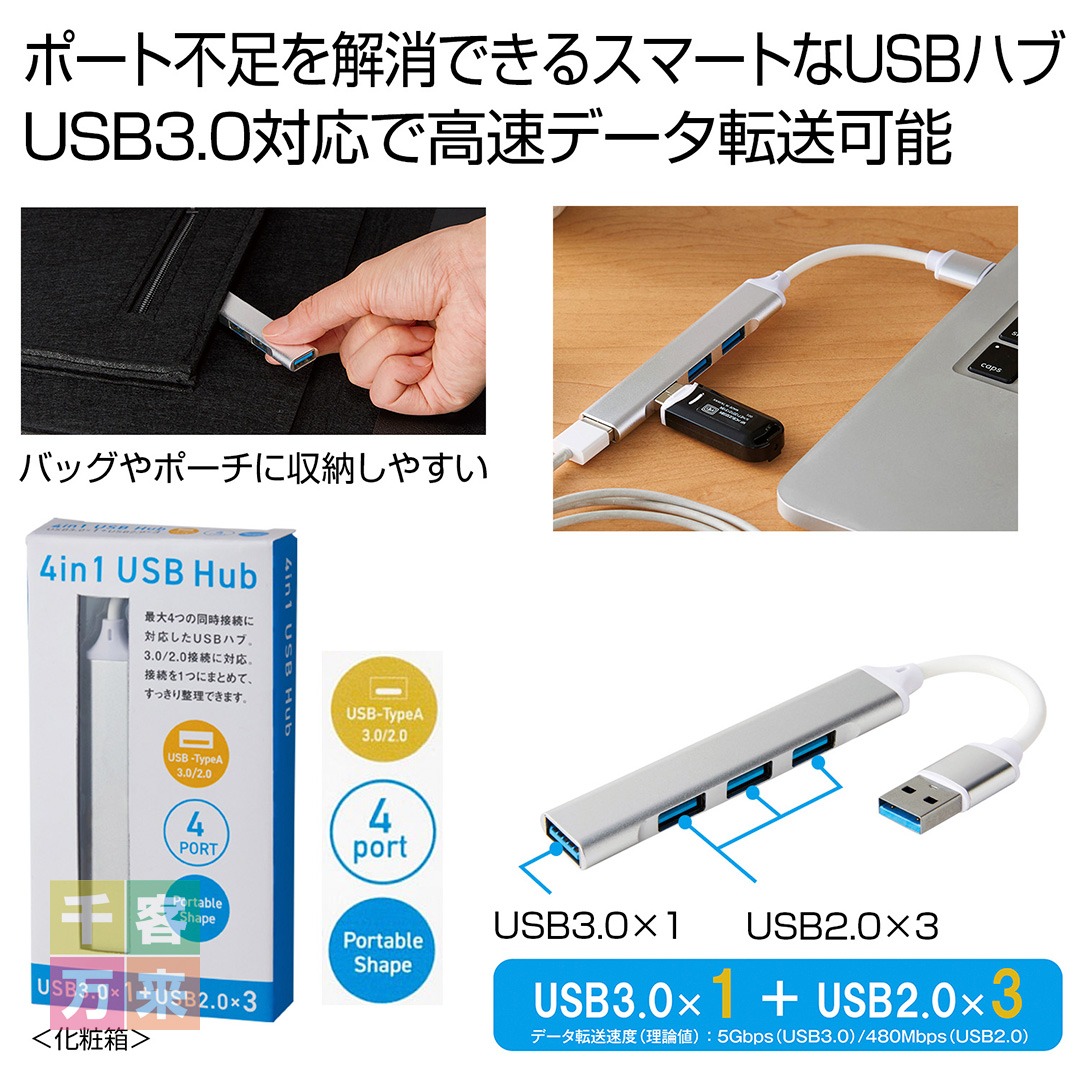 便利な4in1USBハブ
